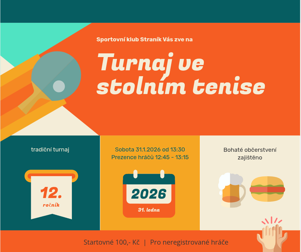 Turnaj ve stolním tenise Straník 2026